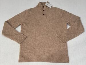 Collars & Co. Luxury Wool Blend Sweater 1/4 Button Tan Men’s Large New With Tags